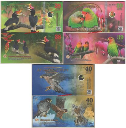 Atlantic Forest 38-39-40 aves dollars set 3 pz. luglio 2018 paper unc