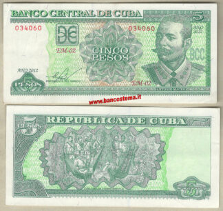  Banconota Cuba P116m 5 Pesos 2012 gvf