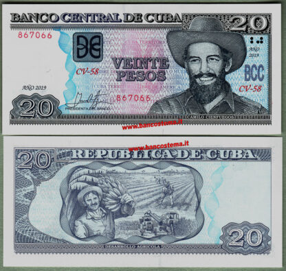 Banconota P122m Cuba 20 Pesos 2019 unc