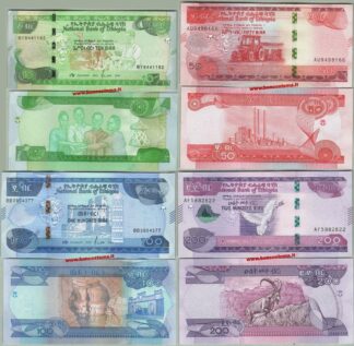 Ethiopia set PW55-56-57-58 10-50-100-200 Birr 2012-2020 unc