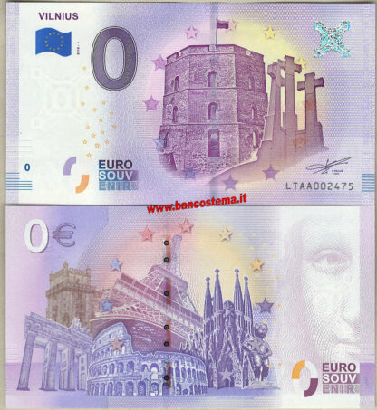 Euro 0 touristiqué Vilnius (Lithuania) 2018-1 unc