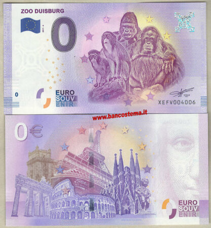 Euro 0 touristiqué ZOO DUISBURG (Germany) 2017-6 unc