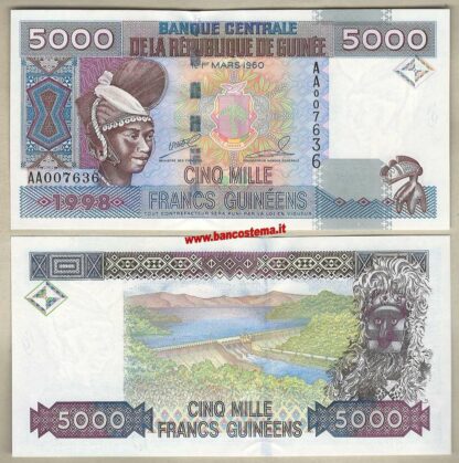 Banconota Guinea P38 5.000 Francs 1998 unc