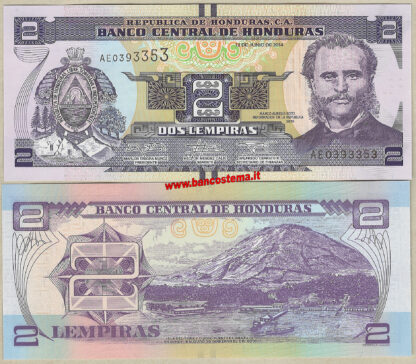 Honduras P97b 2 Lempiras 12.06.2014 unc