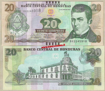 Honduras P100b 20 Lempiras 12.06.2014 unc