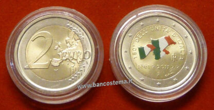 moneta Italia 2 euro 2011 commemorativo "150º anniversario dell'unità d'Italia" FDC COLORAT