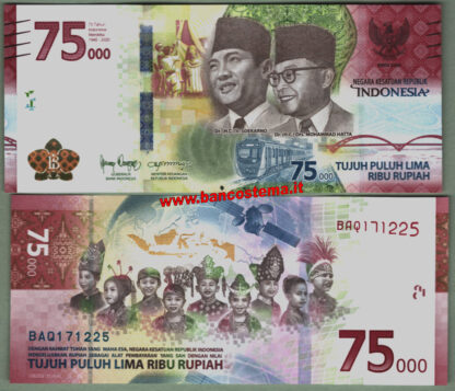 Indonesia PW161 75.000 Rupies commemorativa 2020 unc