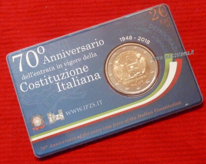 Italia 2 euro commemorativo 2018 - 70°anniv.costituzione Italiana fdc coin card