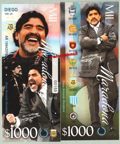 Diego Armando Maradona set 1-1.000 dollars 2022 carta unc - immagine 3