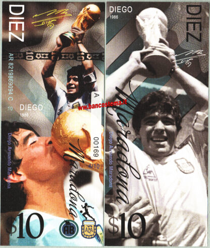 Diego Armando Maradona set 1-1.000 dollars 2022 carta unc - immagine 10