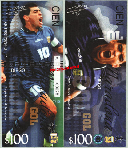 Diego Armando Maradona set 1-1.000 dollars 2022 carta unc - immagine 7