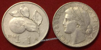 moneta Italia 1 lira "Arancia" 1948 Repubblica Italiana MB