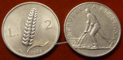 Italia 2 lire "spiga" 1948 BB/SPL