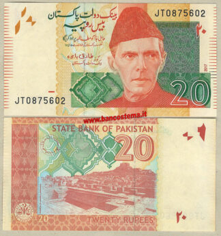 Banconota Pakistan P55k (2) 20 Rupees 2017 (2018) unc JT