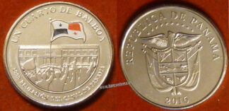 moneta Panama KM156 1/4 di Balboa 2016 commemorativa 1999 revisione del canale di Panama color 2016 unc