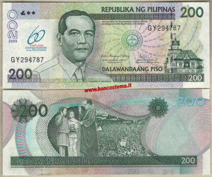 Philippines P203 200 Piso commemorativa.60° Central Banking (1949-2009) unc