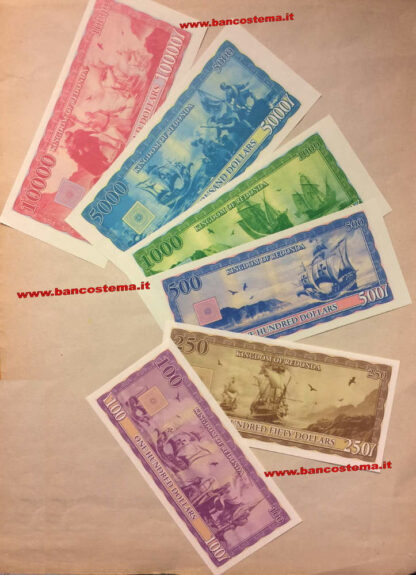 Redonda set 6 pz 100 dollars to 10.000 Dollars 2013 unc paper rear