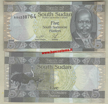 South Sudan P1 5 Piastres nd 2011 unc