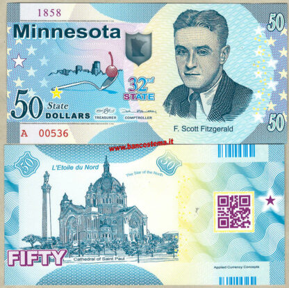 Usa 50 dollars Minnesota 32th State Polymer unc