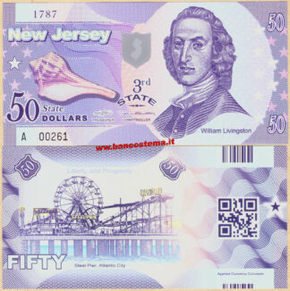 Usa 50 dollars New Jersey 3nd State Polymer unc