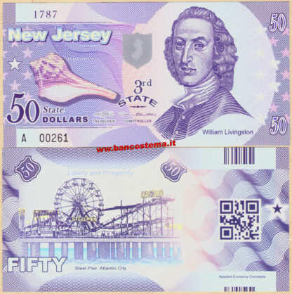 Usa 50 dollars New Jersey 3nd State Polymer unc