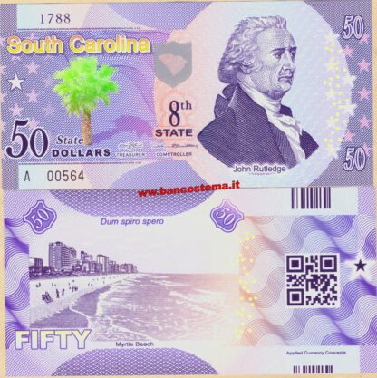 Usa 50 dollars South Carolina 8th State Polymer unc