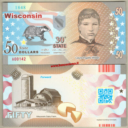 Usa 50 dollars - Wisconsin 30th State - polymer