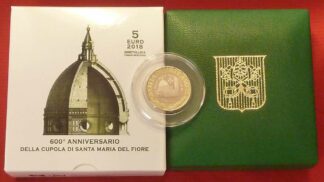 Vaticano 5 euro 2018 proof Commemorativo 600° anniv.della cupola di Santa Maria del Fiore