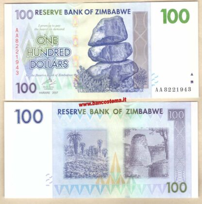 Zimbabwe P69 100 Dollars 2007 SERIE AA unc