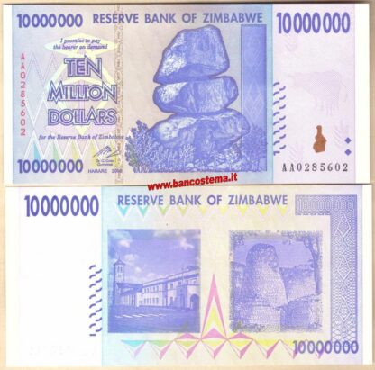 Zimbabwe P78 10.000.000 Dollars 2008 unc