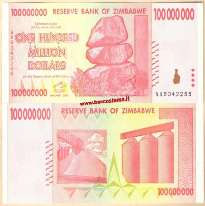 Zimbabwe P80 100.000.000 Dollars 2008 unc