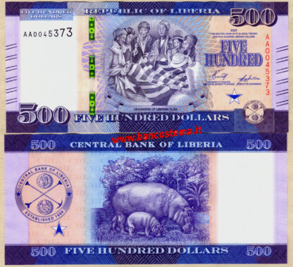 Liberia PW42 500 Dollars 2022 unc