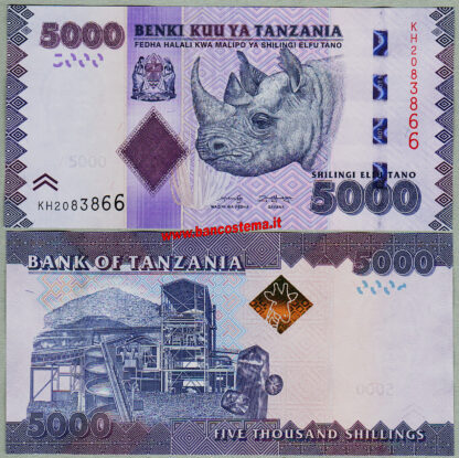 Tanzania P43c 5.000 Shilingi nd 2020 unc