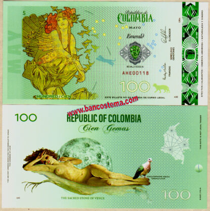 Republic of Colombia 100 Gemas Polymer 2023 unc