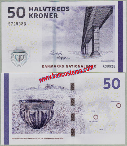 Denmark P65a 50 Kroner nd 2009 unc