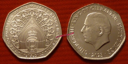 Gibraltar 50 Pence commemorativa Incoronazione di re Carlo III 2023 unc