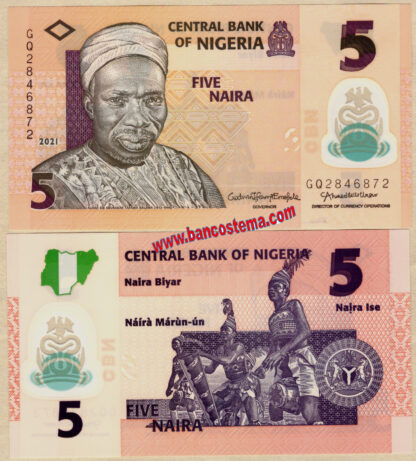 Nigeria P38 5 Naira 2021 unc polymer