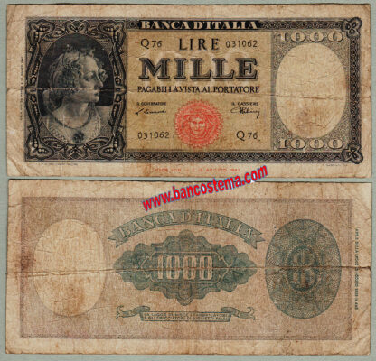 Italia A695 P83 - 1.000 Lire Ornata di perle 20.03.1947 mb-bb medusa