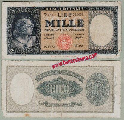 Italia A698 P88c - 1.000 Lire "Ornata di perle" 15/09/1959 mb medusa