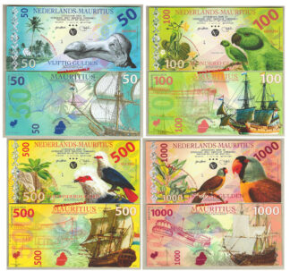 Netherlands Mauritius set 50-100-500-1.000 Gulden polymer nd 2016 unc