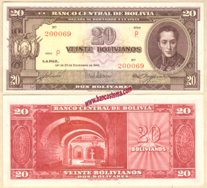 Bolivia P140a (6) 20 Bolivianos 20.12.1945 au