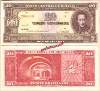 Bolivia P140a (6) 20 Bolivianos 20.12.1945 unc