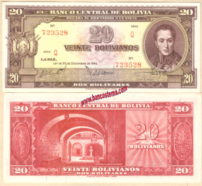 Bolivia P140a (7) 20 Bolivianos 20.12.1945 unc