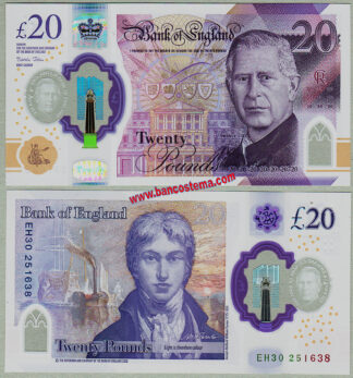 Great Britain PW400 20 Pounds 2023 (2024) AU polymer