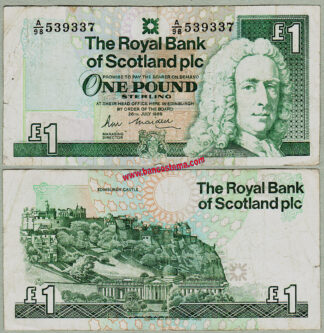 banconota Scotland P351a 1 Pound 26.07.1989 RBS vf