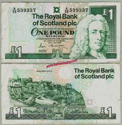 banconota Scotland P351a 1 Pound 26.07.1989 RBS vf