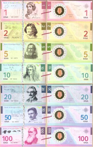 Bank of Bougainville 1 kina to 100 kina set 7 pz 2012 paper unc