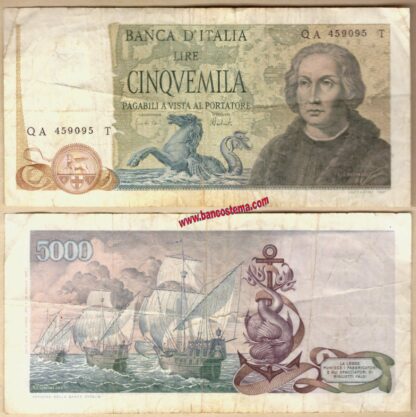 Italia P102b 5.000 Lire "Colombo tre Caravelle" 1973 BB