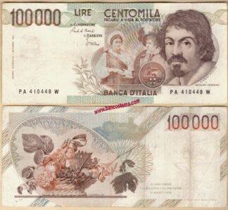 Italia P110a - A 100.000 lire Caravaggio 1° tipo let"A" bb