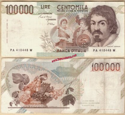 Italia P110a - A 100.000 lire Caravaggio 1° tipo let"A" bb